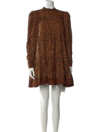 Pre-owned Ulla Johnson Floral Print Mini Dress In Orange