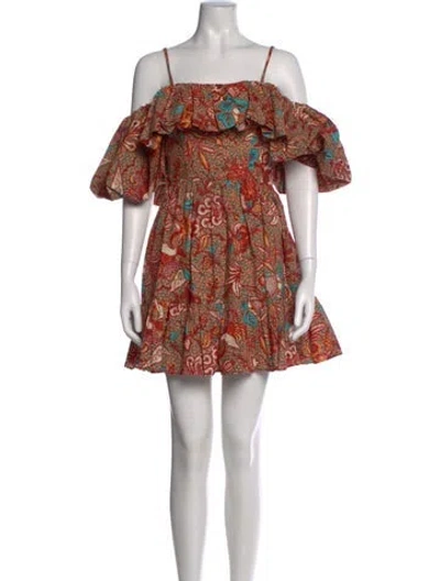 Pre-owned Ulla Johnson Floral Print Mini Dress In Orange