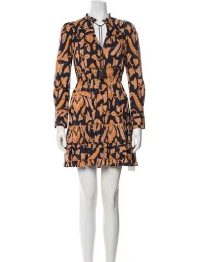 Pre-owned Ulla Johnson Floral Print Mini Dress In Orange