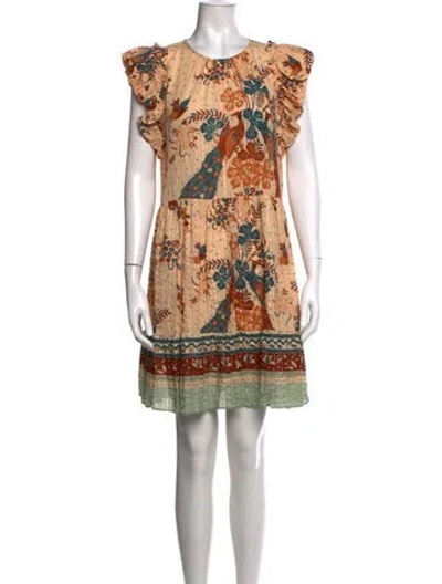 Pre-owned Ulla Johnson Floral Print Mini Dress In Orange