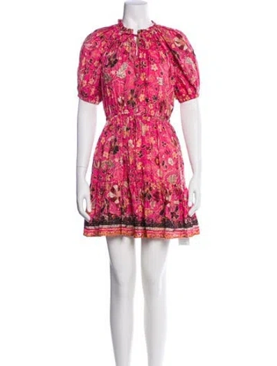 Pre-owned Ulla Johnson Floral Print Mini Dress In Pink