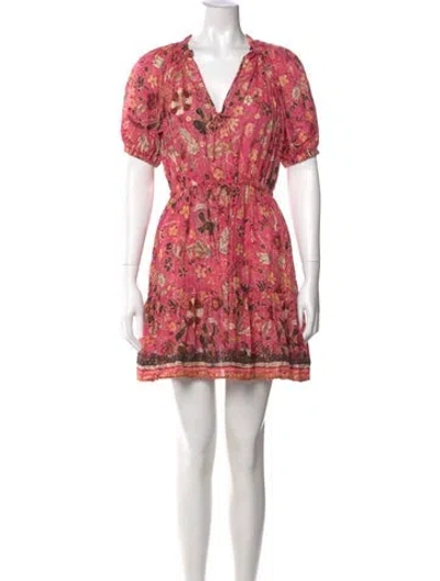Pre-owned Ulla Johnson Floral Print Mini Dress In Pink