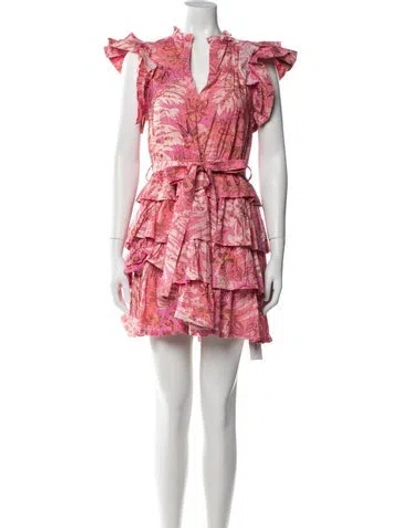 Pre-owned Ulla Johnson Floral Print Mini Dress In Pink