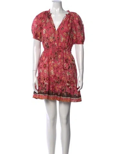 Pre-owned Ulla Johnson Floral Print Mini Dress In Pink