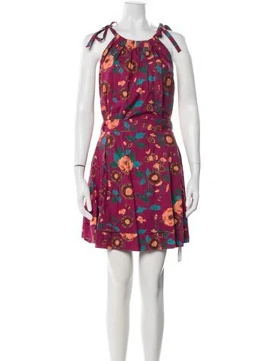 Pre-owned Ulla Johnson Floral Print Mini Dress In Pink