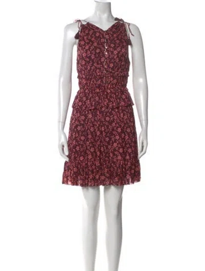 Pre-owned Ulla Johnson Floral Print Mini Dress In Purple