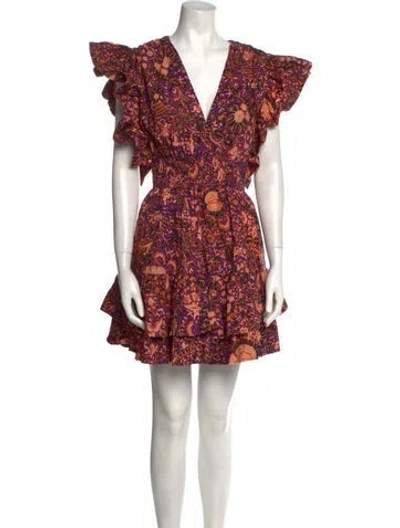 Pre-owned Ulla Johnson Floral Print Mini Dress In Purple