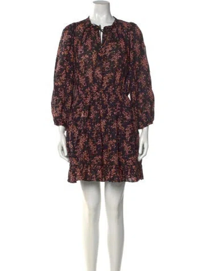 Pre-owned Ulla Johnson Floral Print Mini Dress In Purple