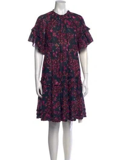 Pre-owned Ulla Johnson Floral Print Mini Dress In Purple