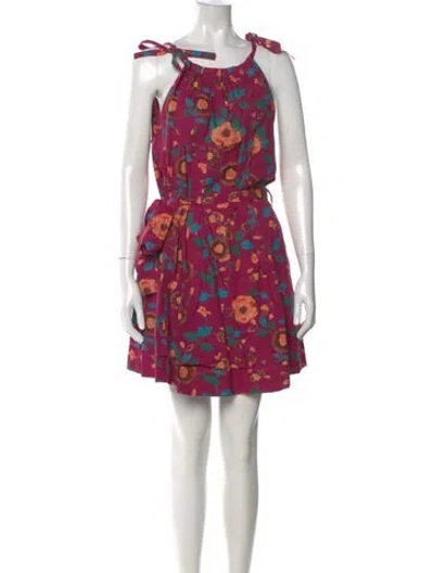 Pre-owned Ulla Johnson Floral Print Mini Dress In Purple