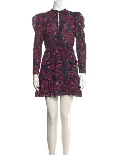 Pre-owned Ulla Johnson Floral Print Mini Dress In Purple