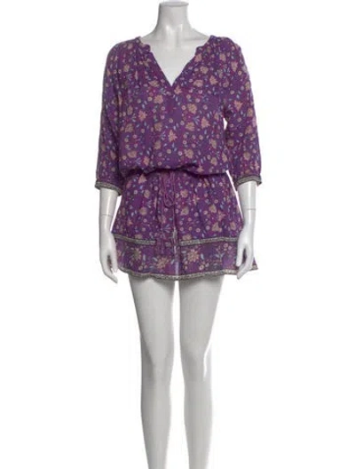 Pre-owned Ulla Johnson Floral Print Mini Dress In Purple