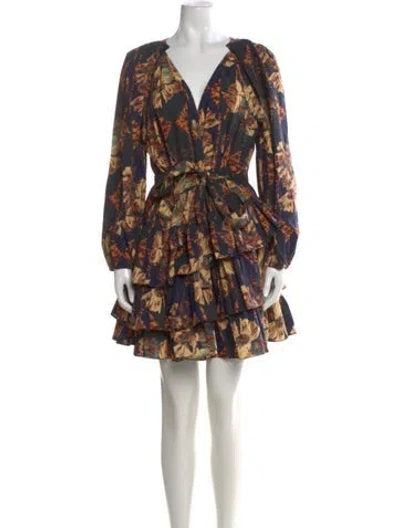 Pre-owned Ulla Johnson Floral Print Mini Dress In Purple