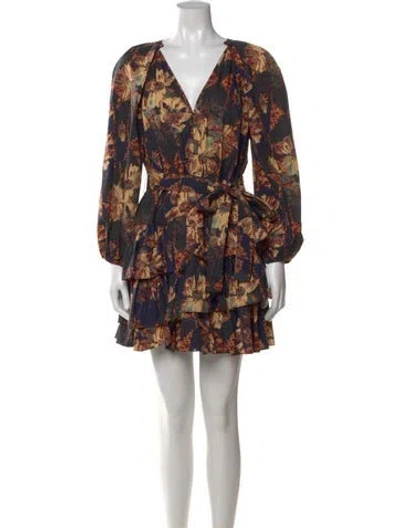 Pre-owned Ulla Johnson Floral Print Mini Dress In Purple