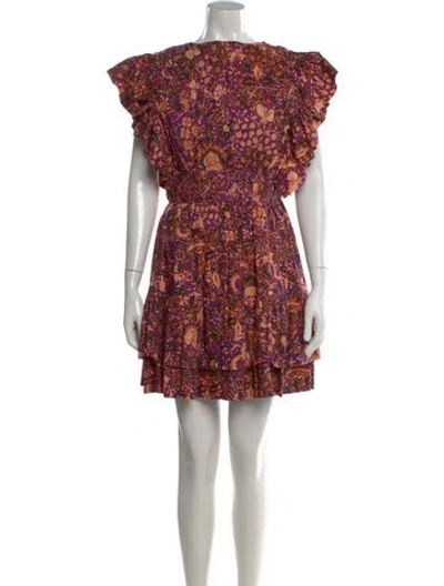 Pre-owned Ulla Johnson Floral Print Mini Dress In Purple