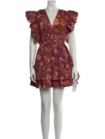 Pre-owned Ulla Johnson Floral Print Mini Dress In Purple