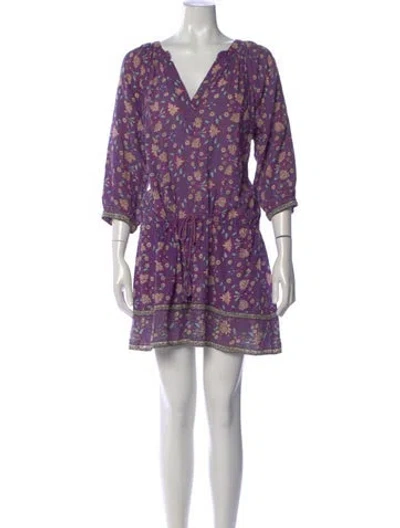 Pre-owned Ulla Johnson Floral Print Mini Dress In Purple