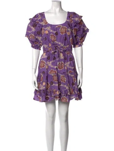 Pre-owned Ulla Johnson Floral Print Mini Dress In Purple