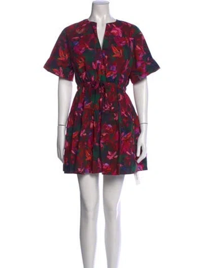 Pre-owned Ulla Johnson Floral Print Mini Dress In Purple