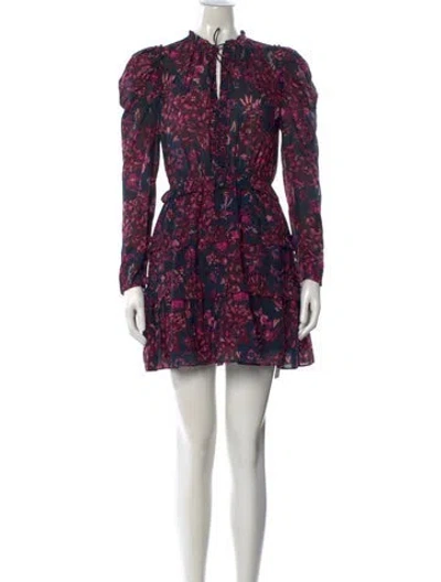 Pre-owned Ulla Johnson Floral Print Mini Dress In Purple