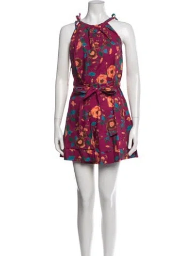 Pre-owned Ulla Johnson Floral Print Mini Dress In Purple