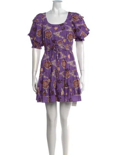 Pre-owned Ulla Johnson Floral Print Mini Dress In Purple