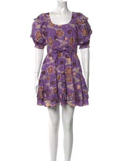 Pre-owned Ulla Johnson Floral Print Mini Dress In Purple