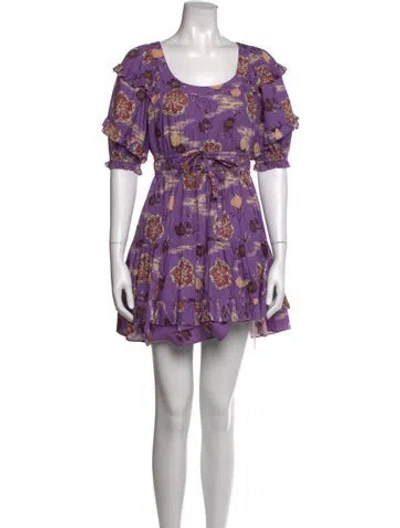 Pre-owned Ulla Johnson Floral Print Mini Dress In Purple