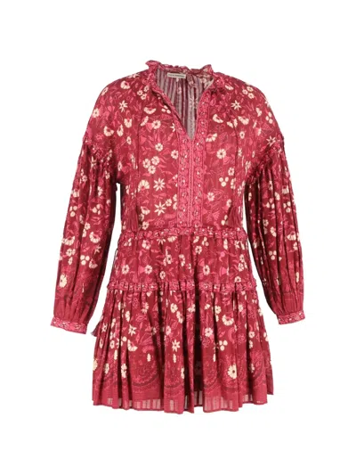 Pre-owned Ulla Johnson Floral-print Mini Dress In Red
