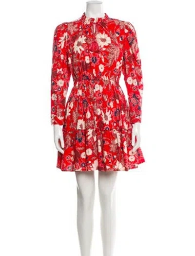 Pre-owned Ulla Johnson Floral Print Mini Dress In Red