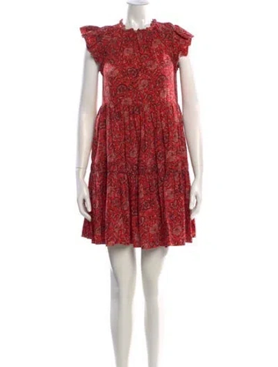 Pre-owned Ulla Johnson Floral Print Mini Dress In Red