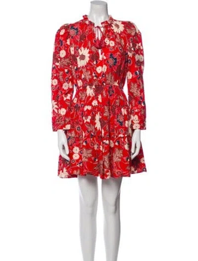 Pre-owned Ulla Johnson Floral Print Mini Dress In Red