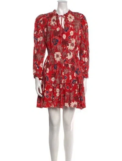 Pre-owned Ulla Johnson Floral Print Mini Dress In Red