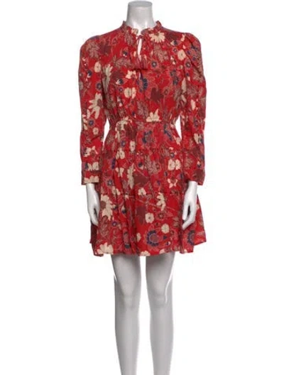 Pre-owned Ulla Johnson Floral Print Mini Dress In Red