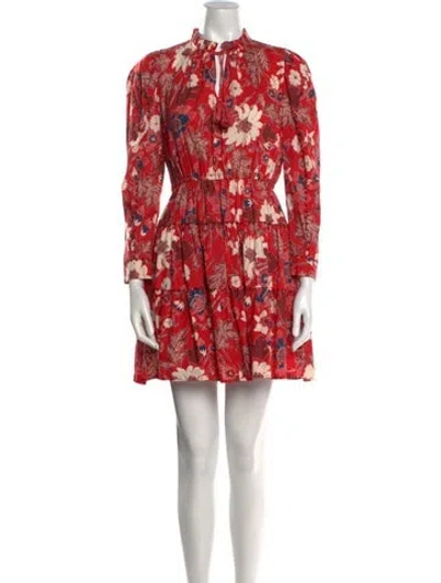 Pre-owned Ulla Johnson Floral Print Mini Dress In Red