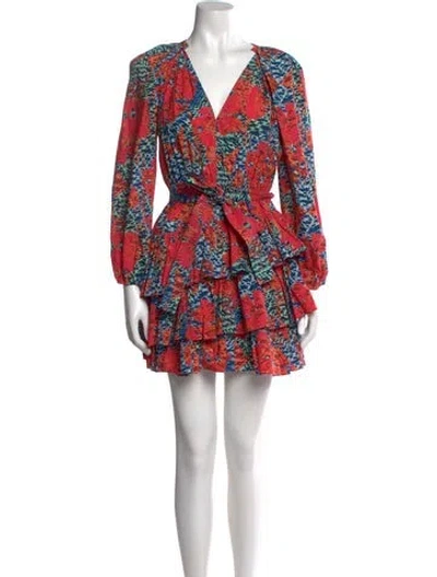 Pre-owned Ulla Johnson Floral Print Mini Dress In Red