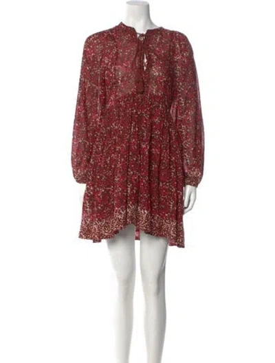 Pre-owned Ulla Johnson Floral Print Mini Dress In Red