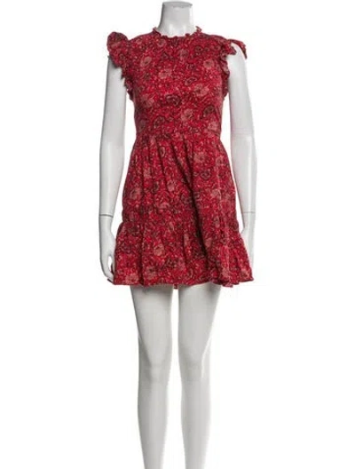 Pre-owned Ulla Johnson Floral Print Mini Dress In Red