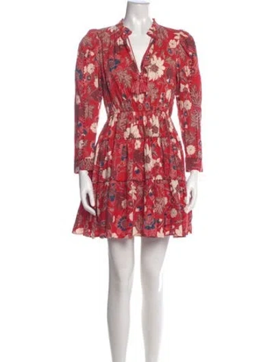 Pre-owned Ulla Johnson Floral Print Mini Dress In Red