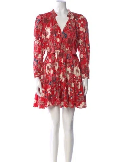 Pre-owned Ulla Johnson Floral Print Mini Dress In Red