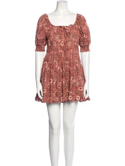 Pre-owned Ulla Johnson Floral Print Mini Dress In Red