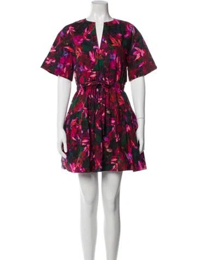 Pre-owned Ulla Johnson Floral Print Mini Dress In Red