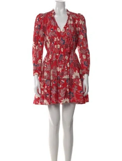 Pre-owned Ulla Johnson Floral Print Mini Dress In Red