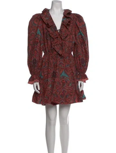 Pre-owned Ulla Johnson Floral Print Mini Dress In Red