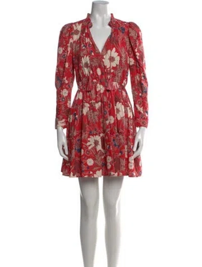 Pre-owned Ulla Johnson Floral Print Mini Dress In Red