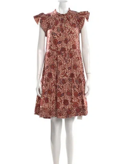Pre-owned Ulla Johnson Floral Print Mini Dress In Red
