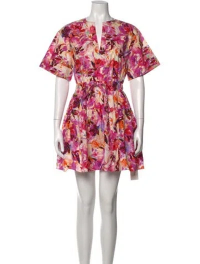 Pre-owned Ulla Johnson Floral Print Mini Dress In Red