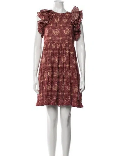 Pre-owned Ulla Johnson Floral Print Mini Dress In Red