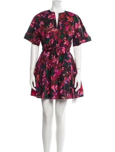Pre-owned Ulla Johnson Floral Print Mini Dress In Red