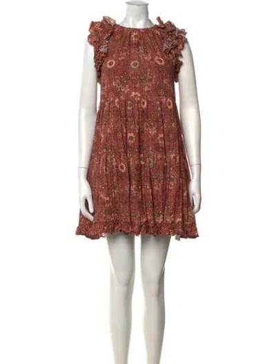 Pre-owned Ulla Johnson Floral Print Mini Dress In Red